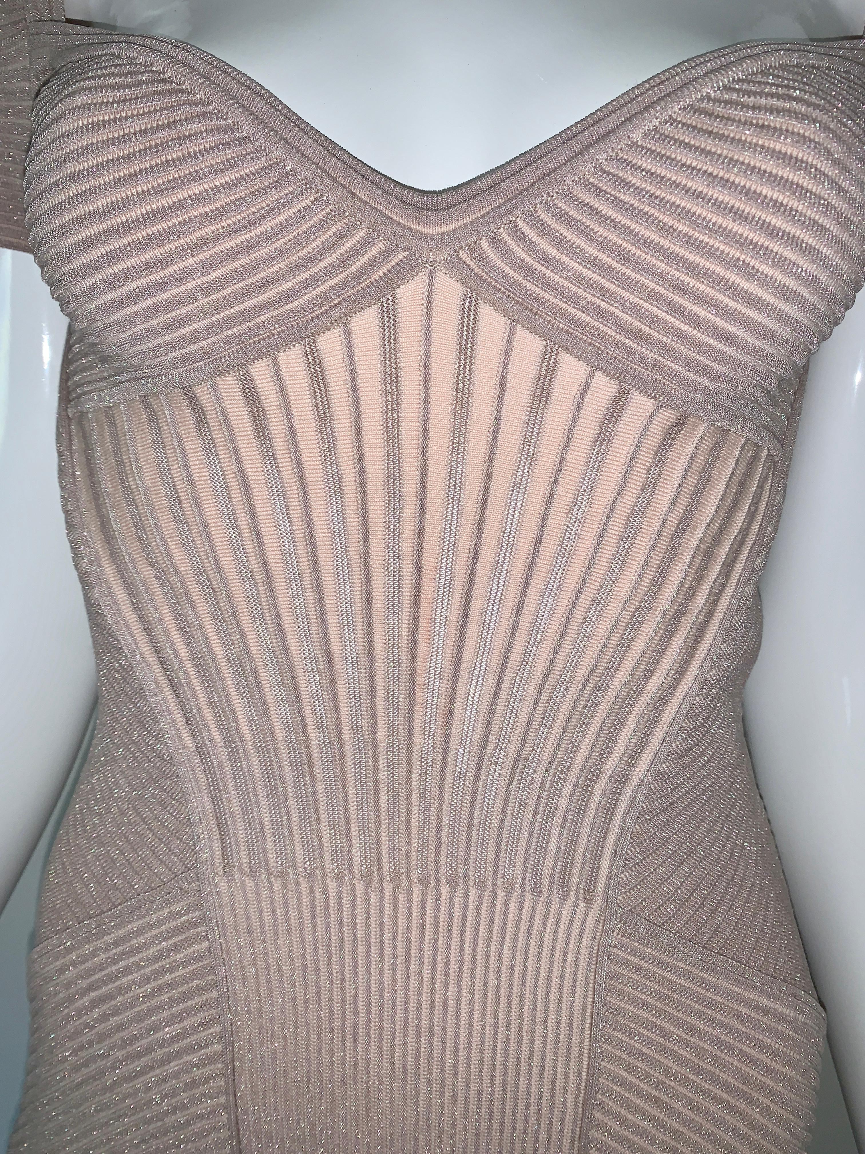 Gray Alexander McQueen NWT Dusty Rose Cap Sleeve Cocktail Dress  For Sale