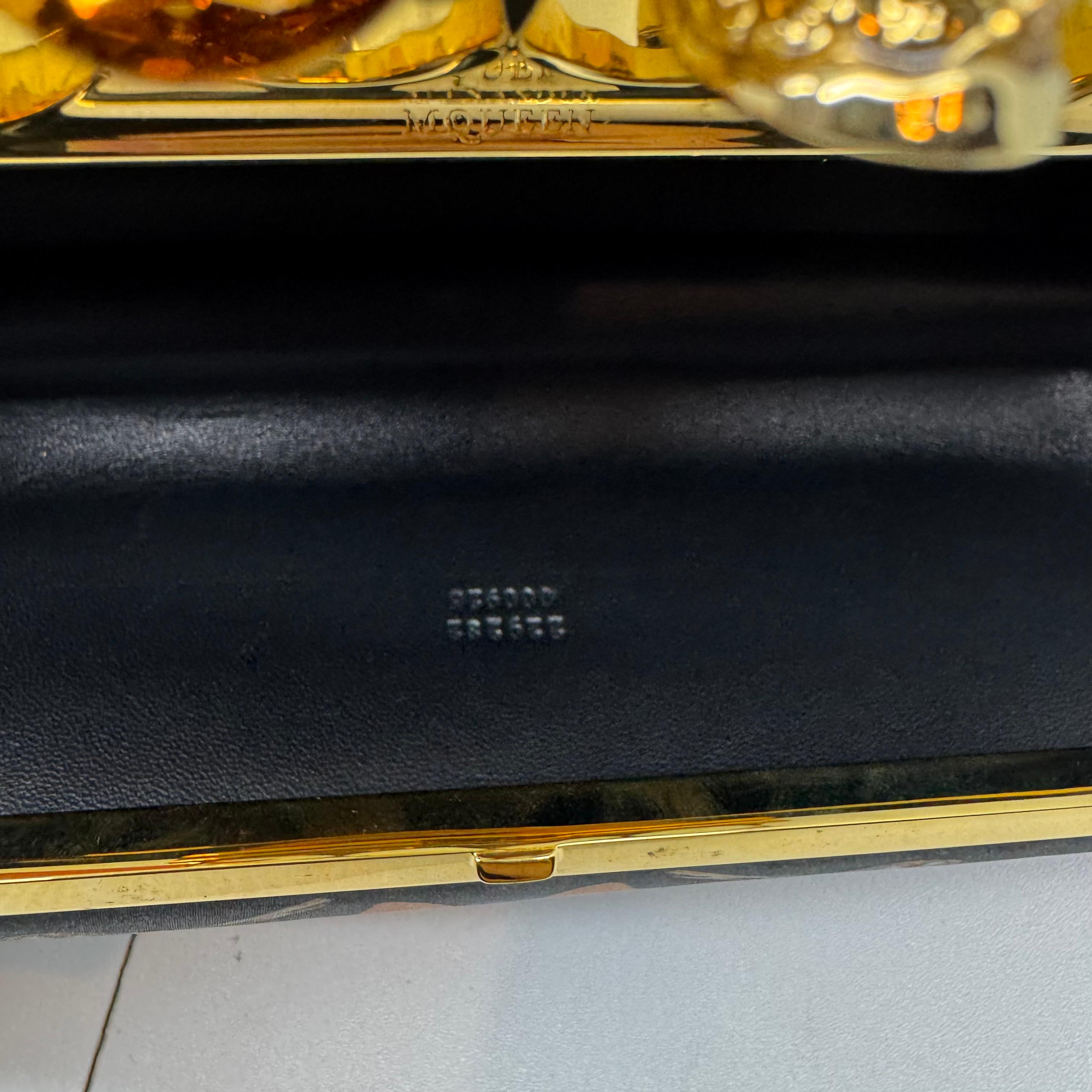 Black Alexander McQueen Obsession Silk Printed Skull Knuckle Long Clutch