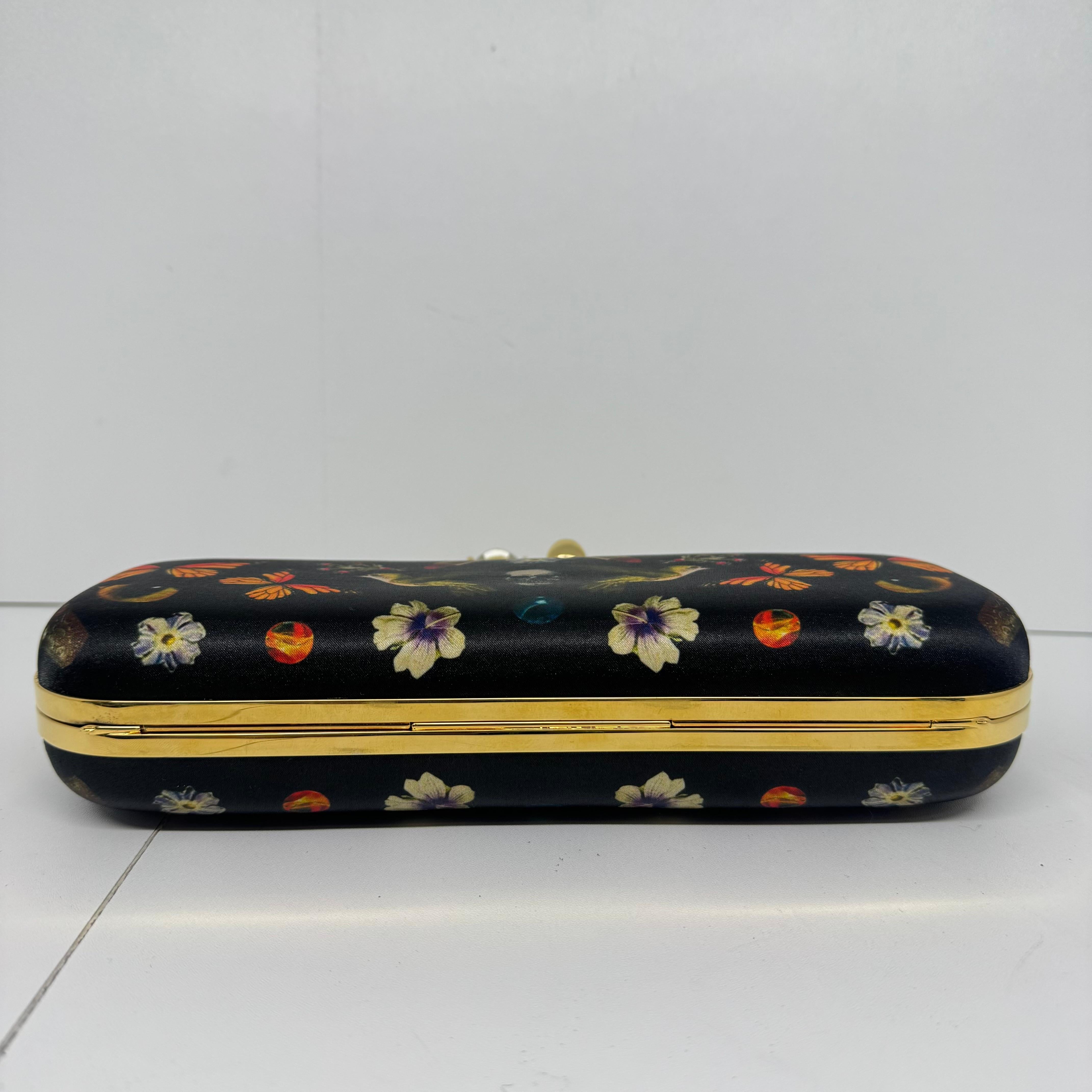 Alexander McQueen Obsession Silk Printed Skull Knuckle Long Clutch 1