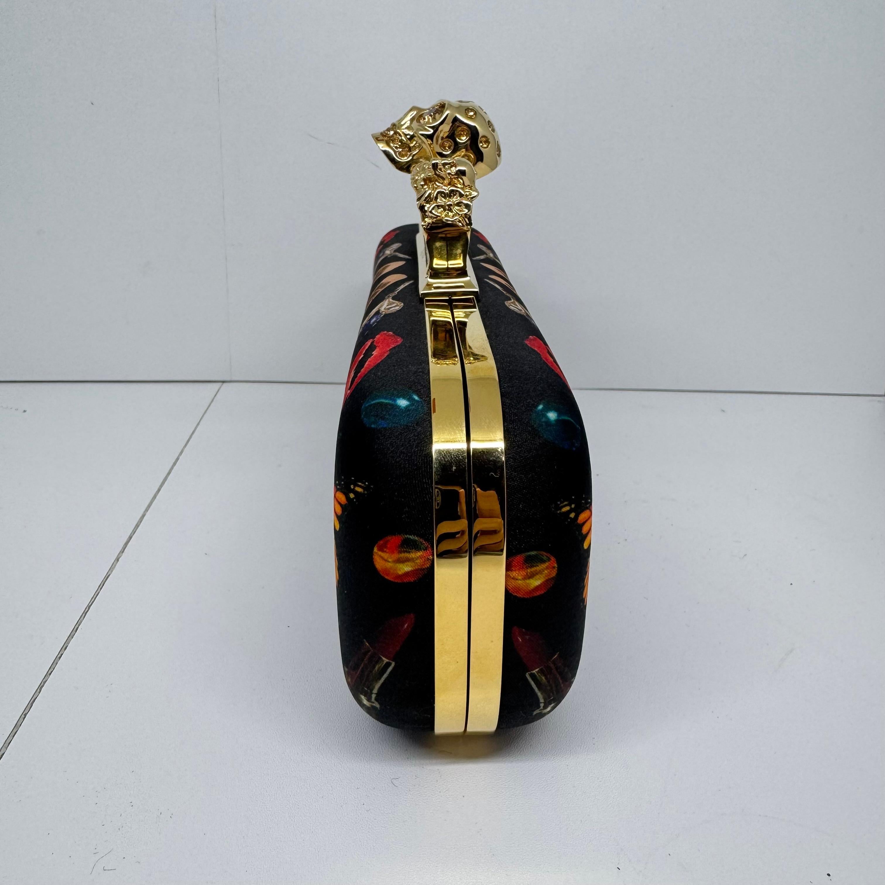 Alexander McQueen Obsession Silk Printed Skull Knuckle Long Clutch 2