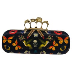 Alexander McQueen Obsession Silk Printed Skull Knuckle Long Clutch