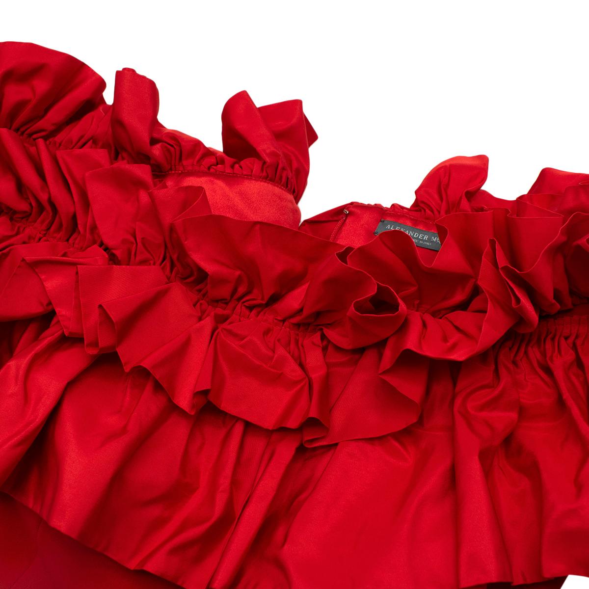 Women's Alexander McQueen Off-shoulder Ruffle Detail Gown - US Size 4 For Sale