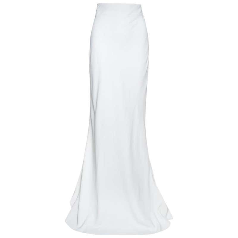 Alexander McQueen Off White Crepe High Waisted Maxi Skirt M at 1stDibs ...