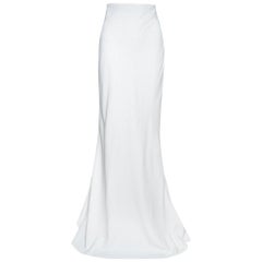 Alexander McQueen Off White Crepe High Waisted Maxi Skirt M