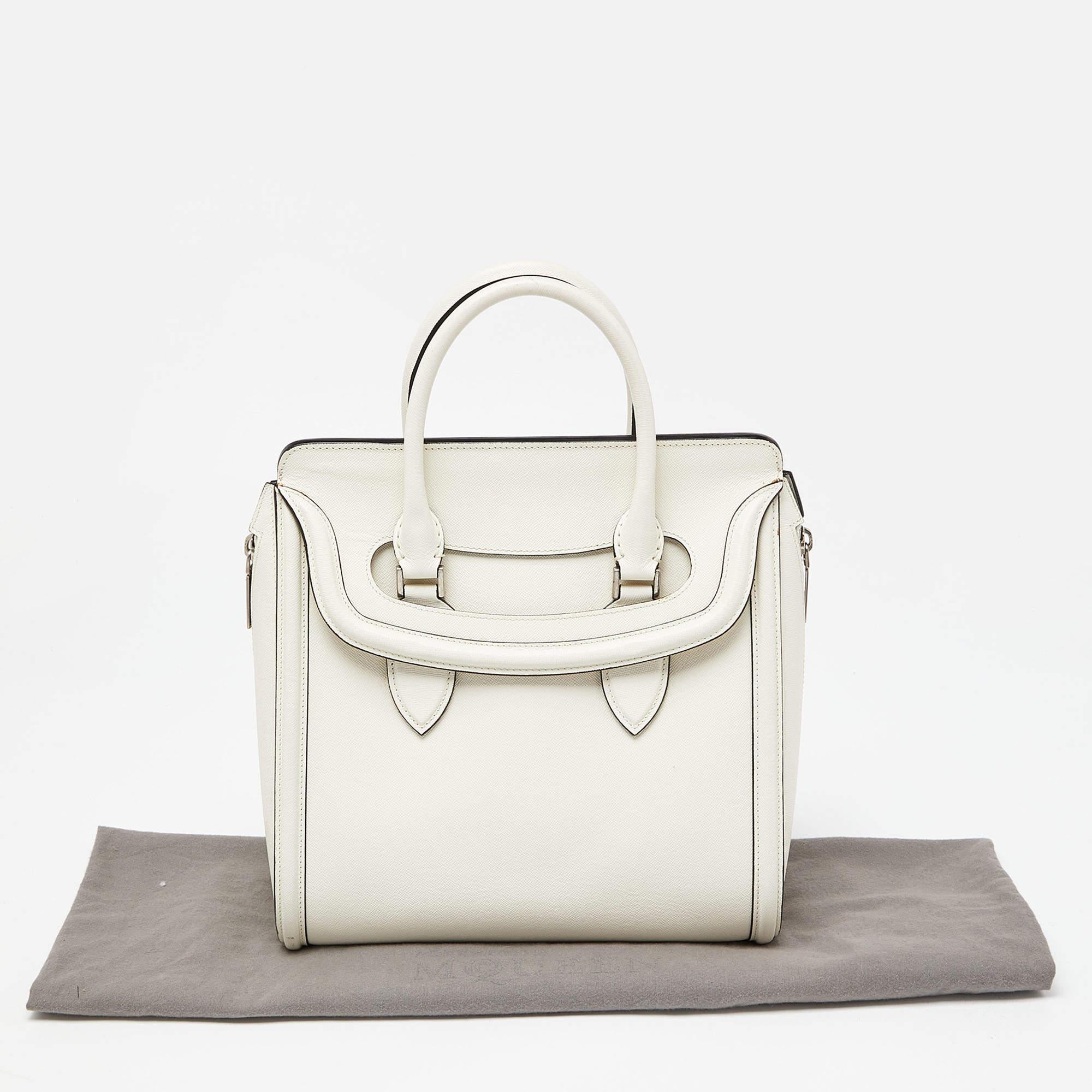 Alexander McQueen Off White Leather Medium Heroine Tote For Sale 6