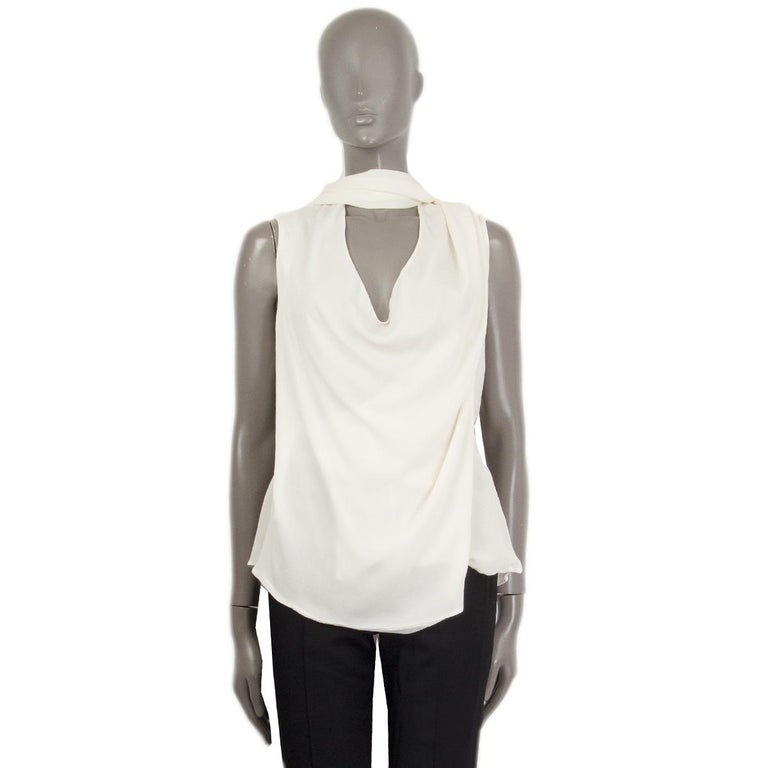 ALEXANDER MCQUEEN off-white silk DRAPED SCARF Sleeveless Shirt Top 40 S ...