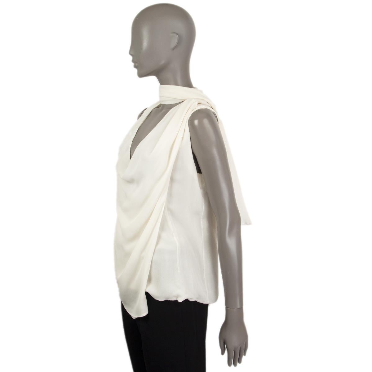 white silk sleeveless top