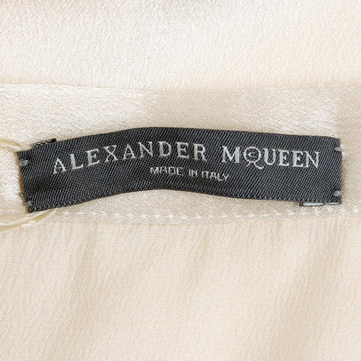 Beige ALEXANDER MCQUEEN off-white silk DRAPED SCARF Sleeveless Shirt Top 40 S For Sale