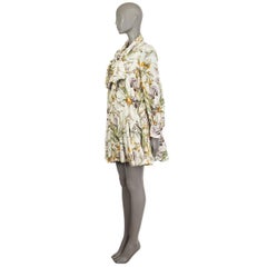ALEXANDER MCQUEEN off-white silk FLORAL Long Sleeve PUSSY BOW Dress 40