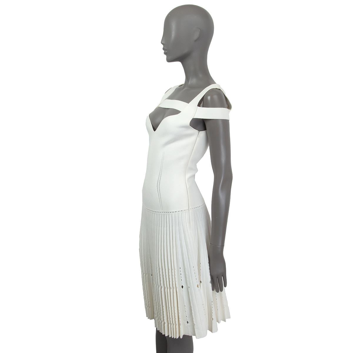 Gray ALEXANDER MCQUEEN off-white viscose PLEATED SLEEVELESS Dress S For Sale