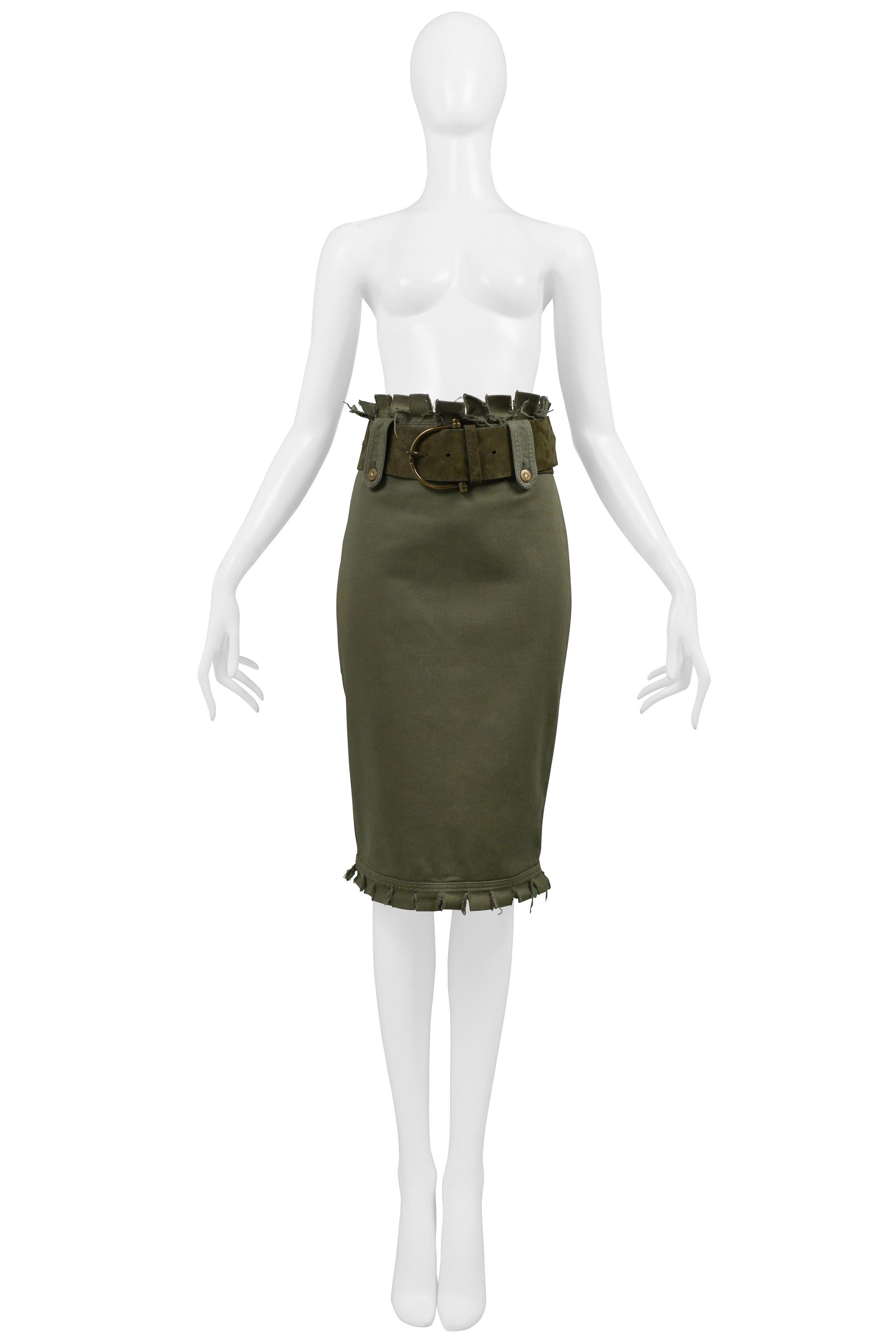Black Alexander Mcqueen Olive Frayed Skirt Ss 2003 For Sale