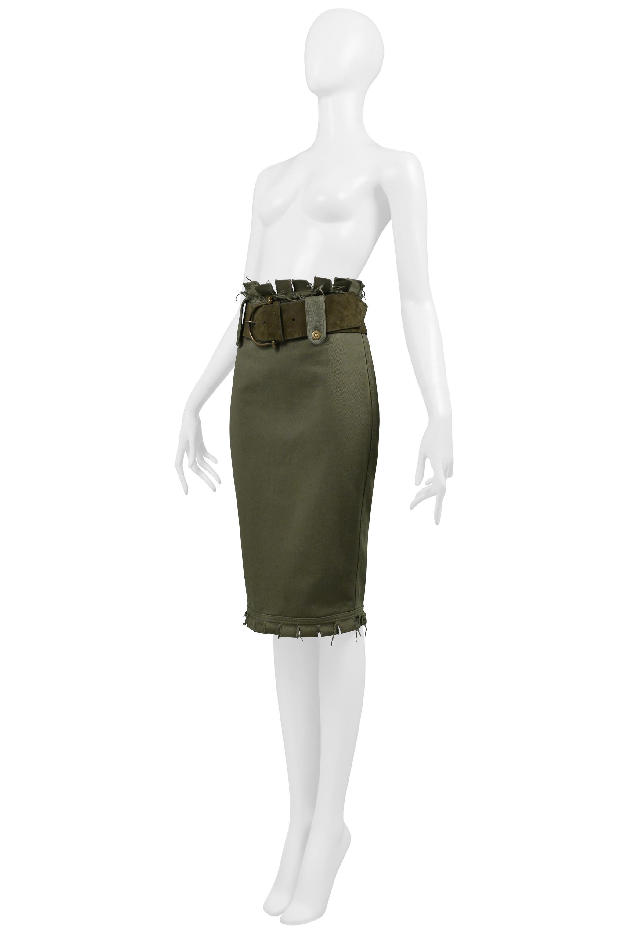 Alexander Mcqueen Olive Frayed Skirt Ss 2003 For Sale 2