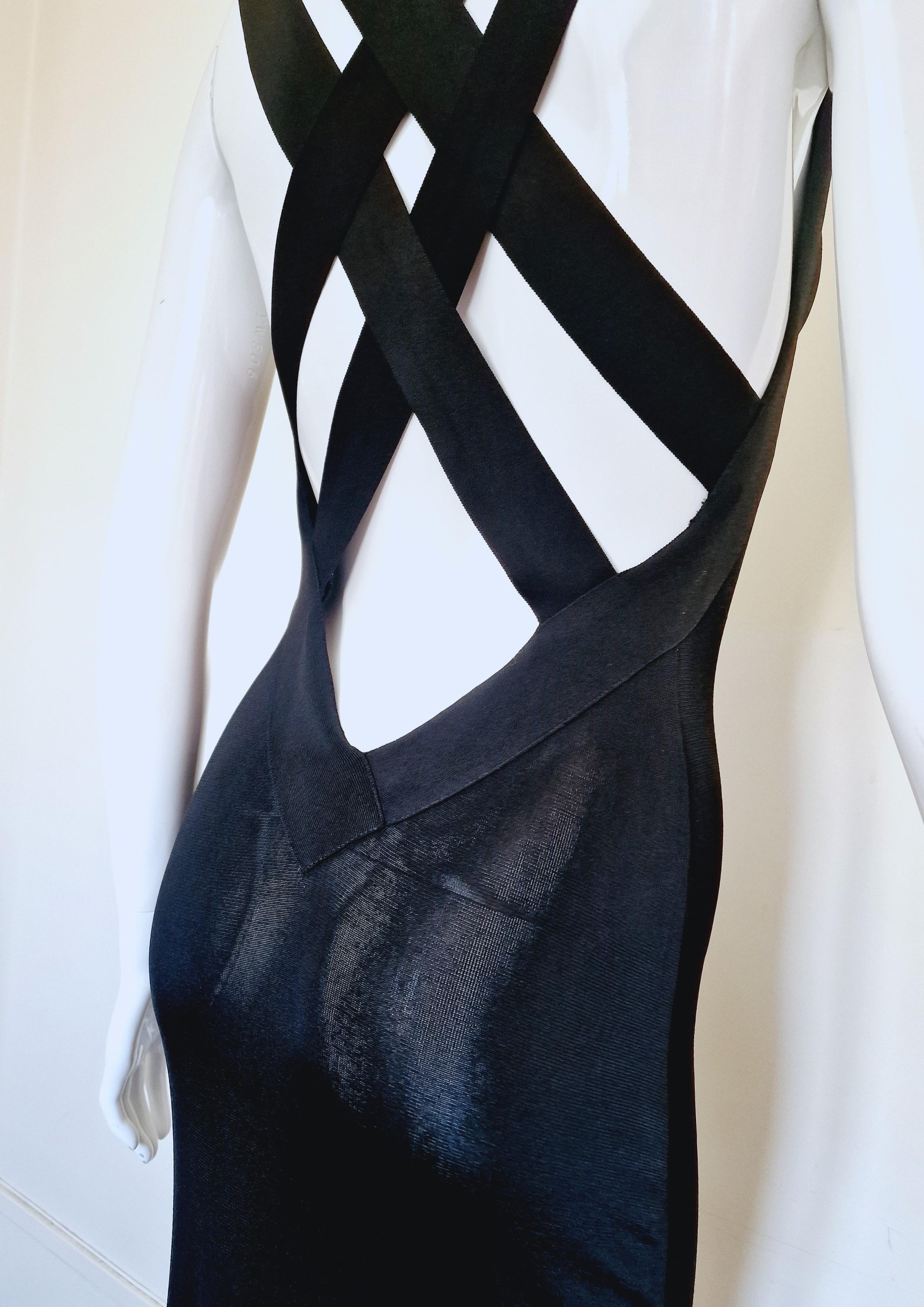 Alexander McQueen Open Back Straps Bondage Cut Out Cutout Small Medium Dress For Sale 7
