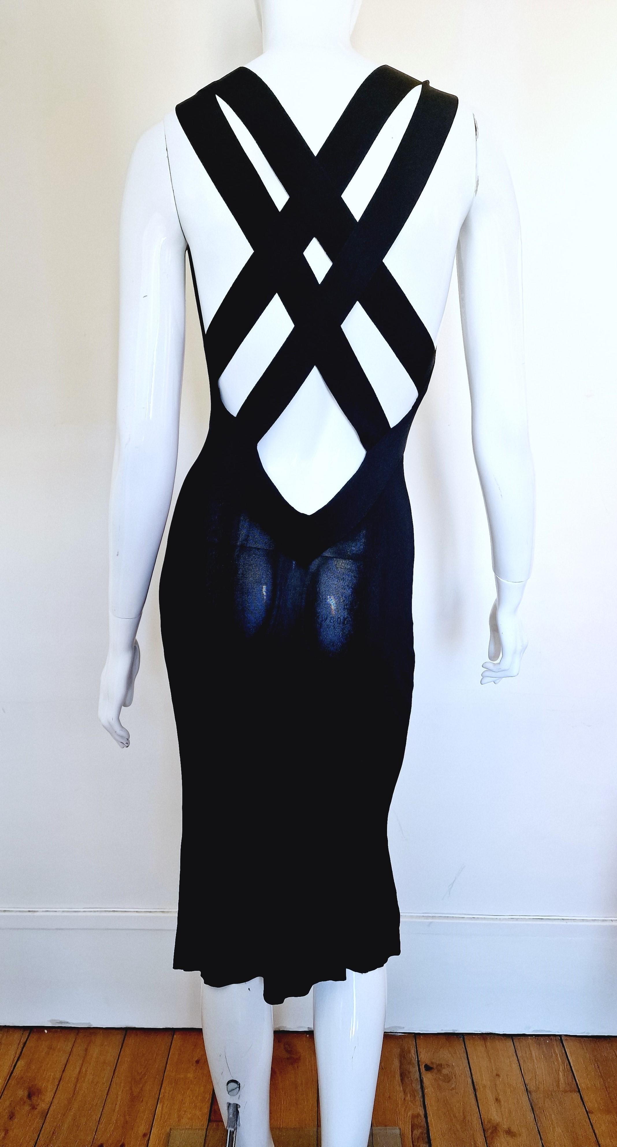 Alexander McQueen Open Back Straps Bondage Cut Out Cutout Small Medium Dress For Sale 3