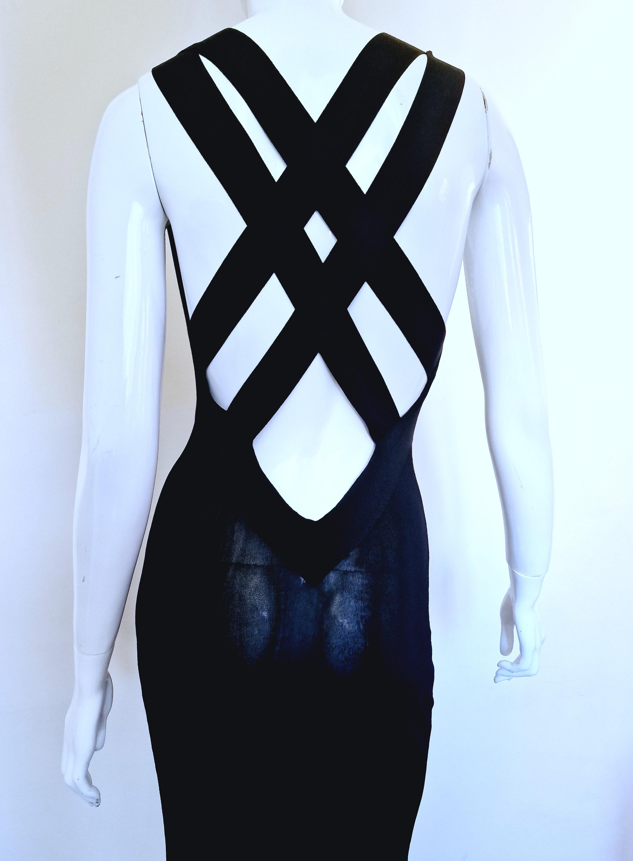 Alexander McQueen Open Back Straps Bondage Cut Out Cutout Small Medium Dress For Sale 4