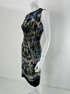 Alexander McQueen Ophelia in Black Silk floral Print Sheath Dress 40