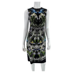 Alexander McQueen Ophelia in Black Silk floral Print Sheath Dress 40