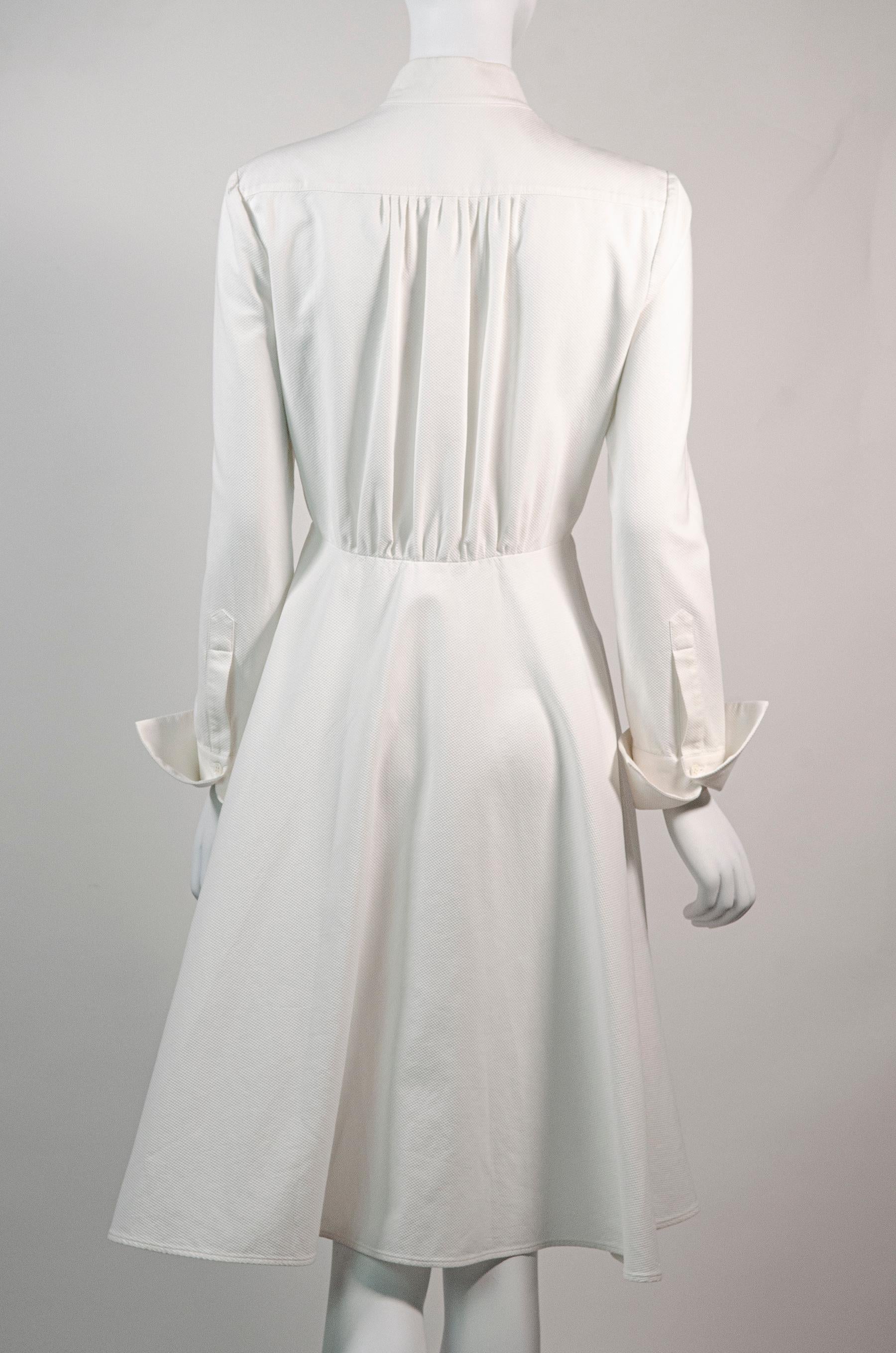 Gray ALEXANDER MCQUEEN Optical White Cotton Shirt Dress With Dramatic Feminine Skirt