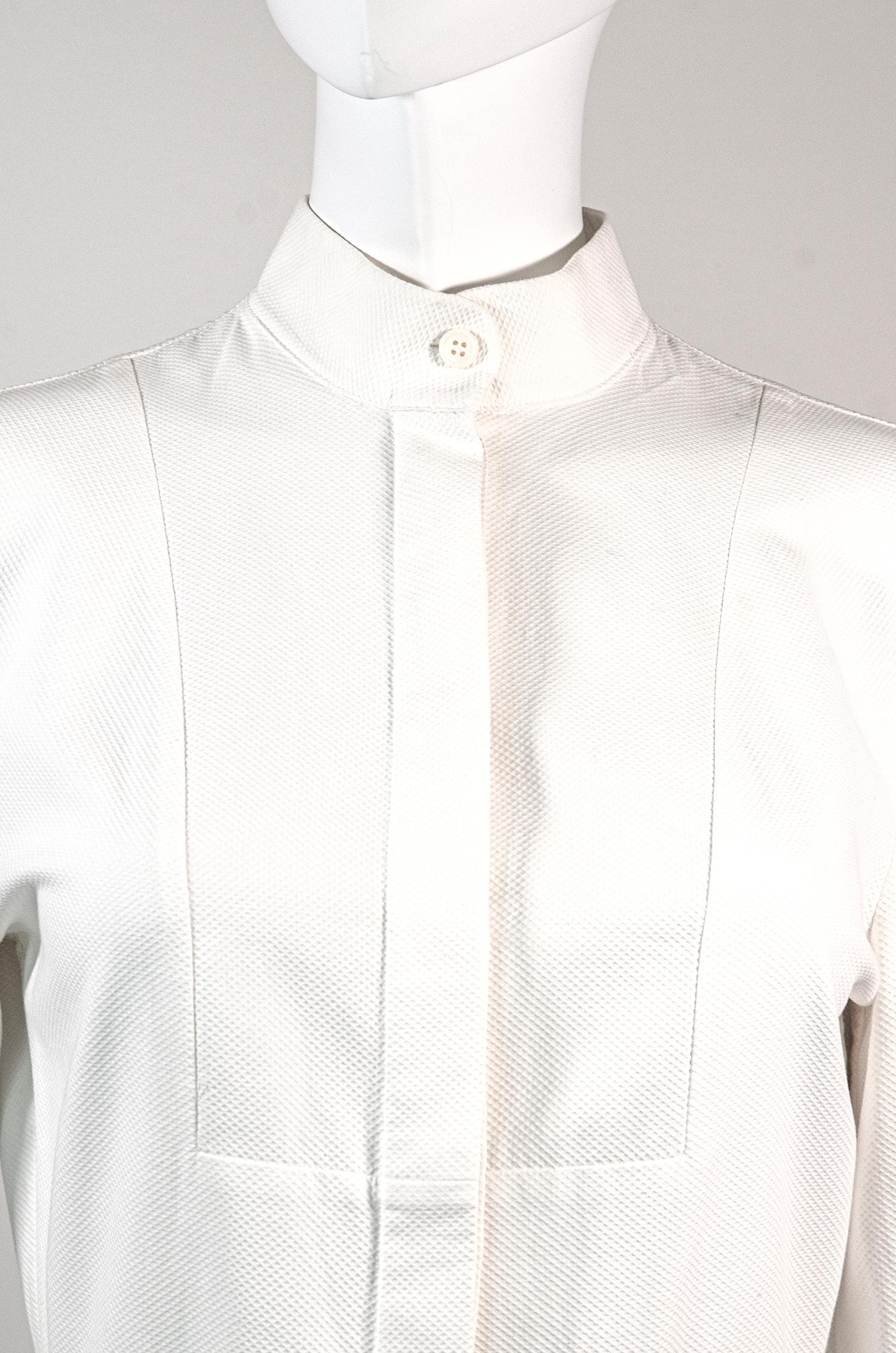 Women's ALEXANDER MCQUEEN Optical White Cotton Shirt Dress With Dramatic Feminine Skirt