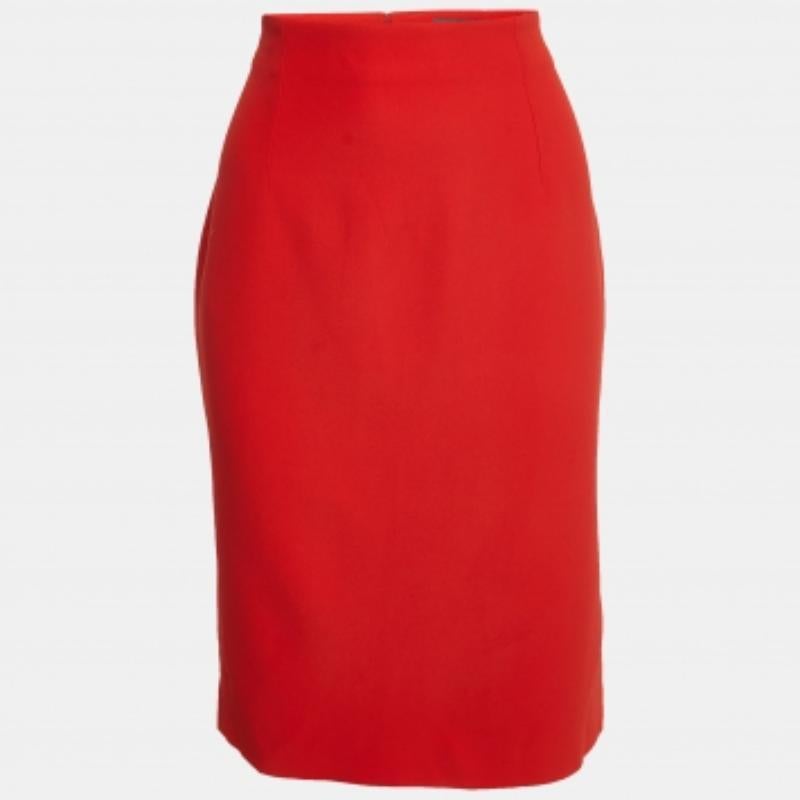 Rouge Alexander McQueen Jupe crayon en crêpe orange L en vente