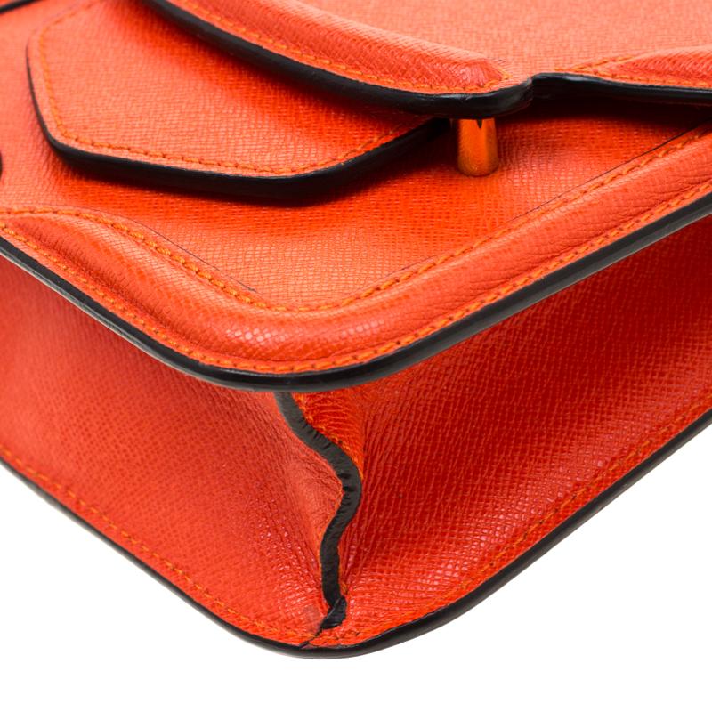 Alexander McQueen Orange Leather Mini Heroine Chain Crossbody Bag 2
