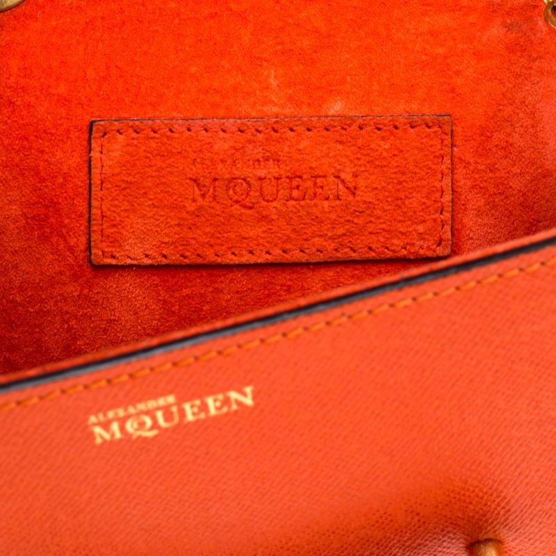 Red Alexander McQueen Orange Leather Mini Heroine Chain Crossbody Bag