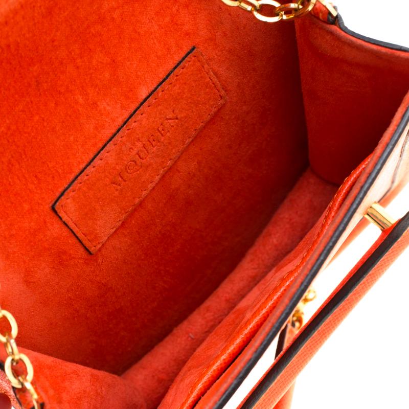 Alexander McQueen Orange Leather Mini Heroine Chain Crossbody Bag 1