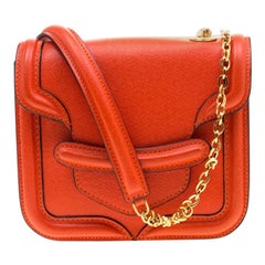 Alexander McQueen Orange Leather Mini Heroine Chain Crossbody Bag