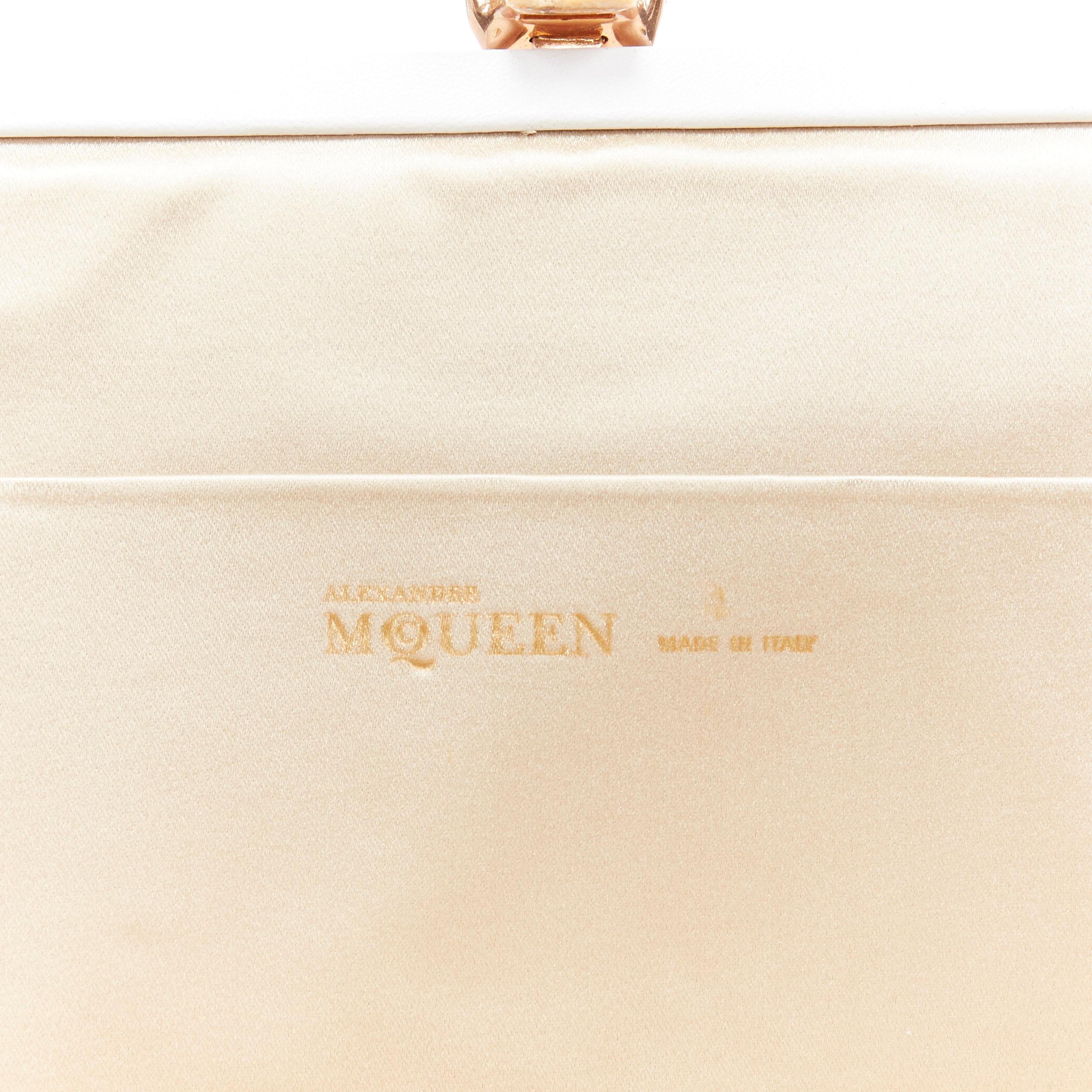 ALEXANDER MCQUEEN orange printed scaled leather gold crystal skull clutch  bag