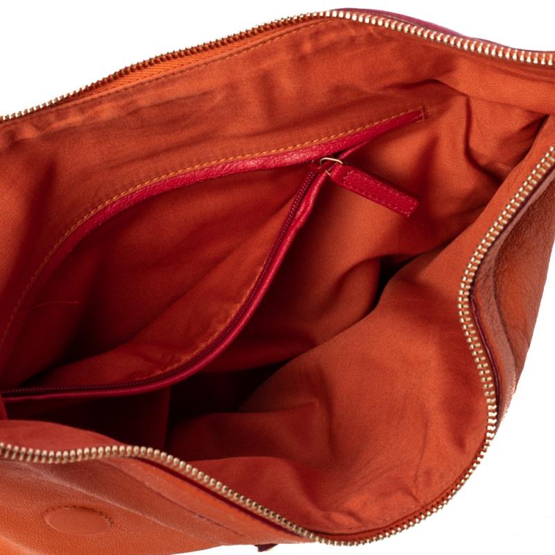 Alexander McQueen Orange/Red Leather Medium De Manta Clutch 3