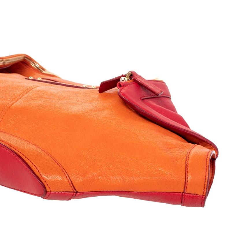 Alexander McQueen Orange/Red Leather Medium De Manta Clutch 1