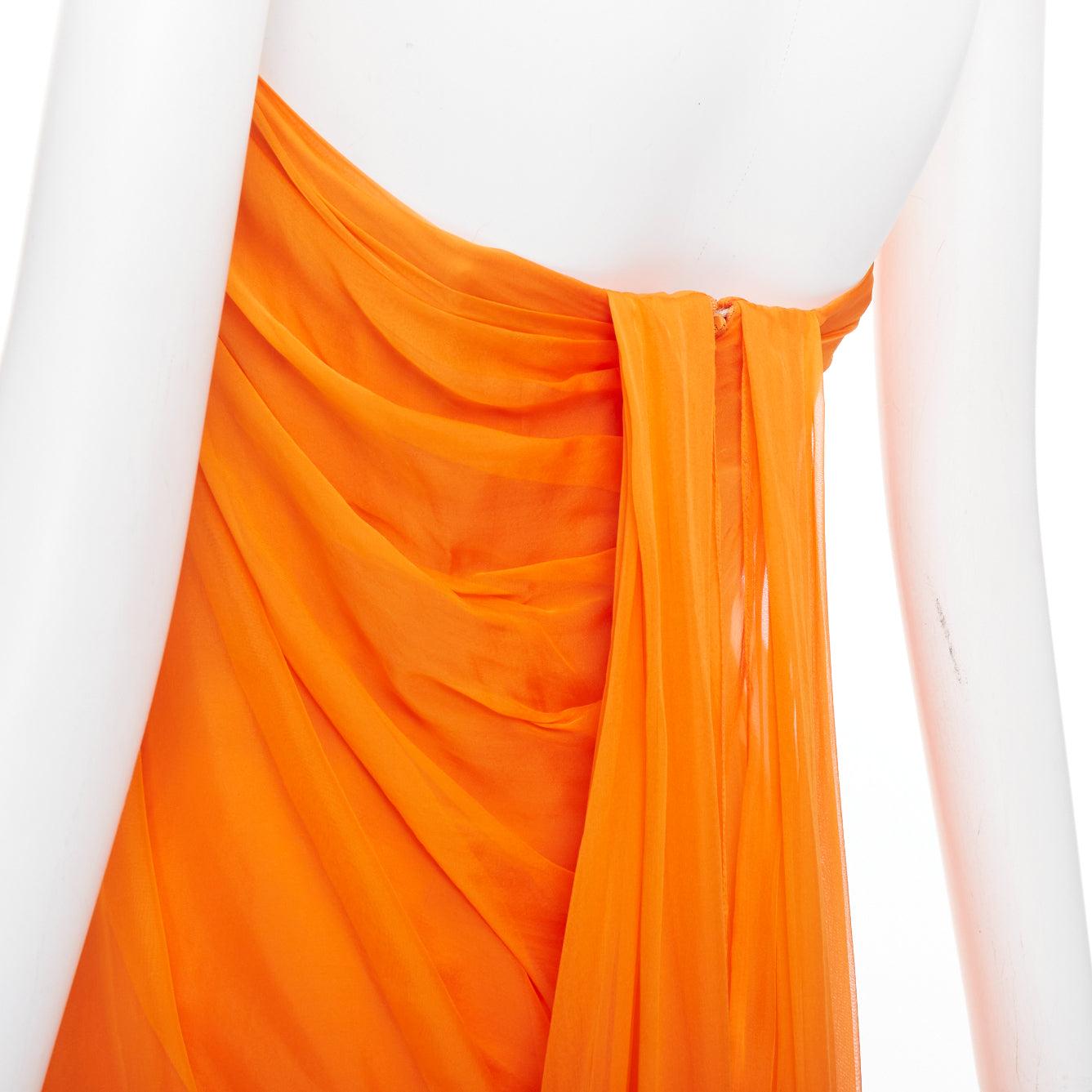 ALEXANDER MCQUEEN orange silk crepe strapless evening gown IT38 XS Naranja en venta