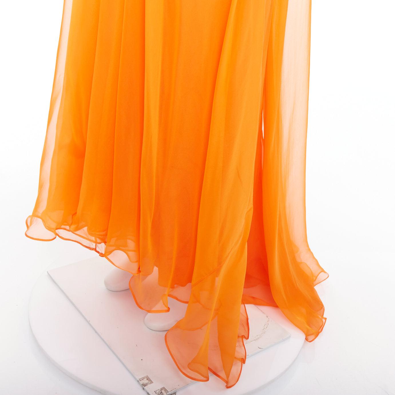 ALEXANDER MCQUEEN orange silk crepe strapless evening gown IT38 XS en venta 3