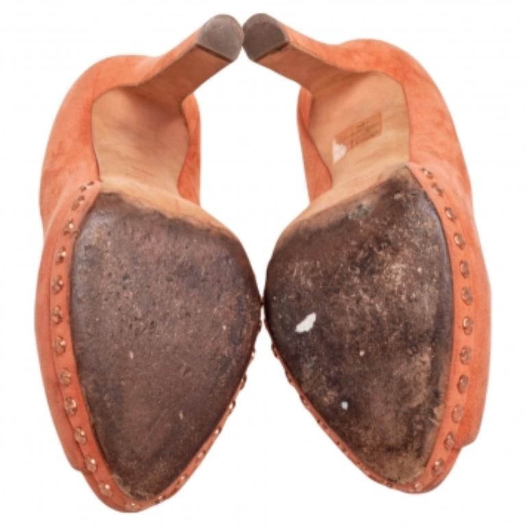 Alexander McQueen escarpins orange à bout ouvert tête de mort, taille 38,5 en vente 2