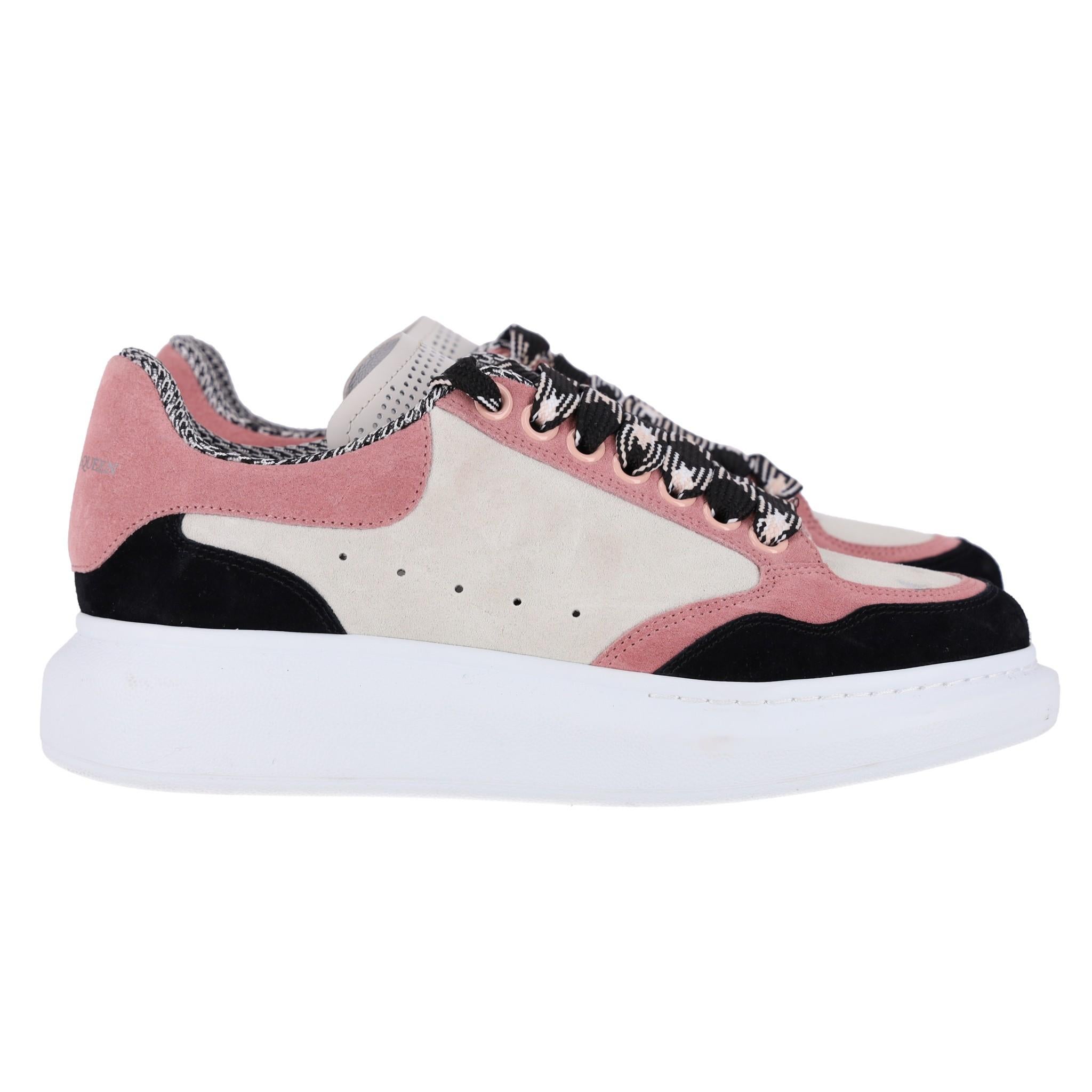 Gray Alexander McQueen Oversized Low-Top Suede Sneakers For Sale