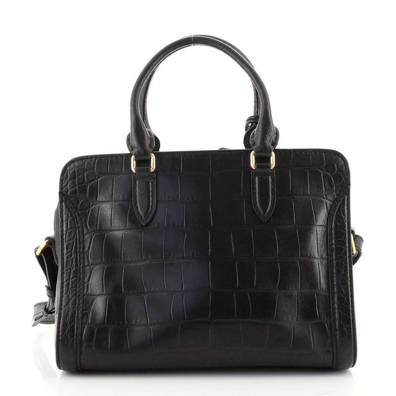 Alexander McQueen Padlock Zip Around Tote Crocodile Embossed Leather Small In Good Condition In NY, NY
