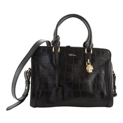 Alexander McQueen Padlock Zip Around Tote Crocodile Embossed Leather Small