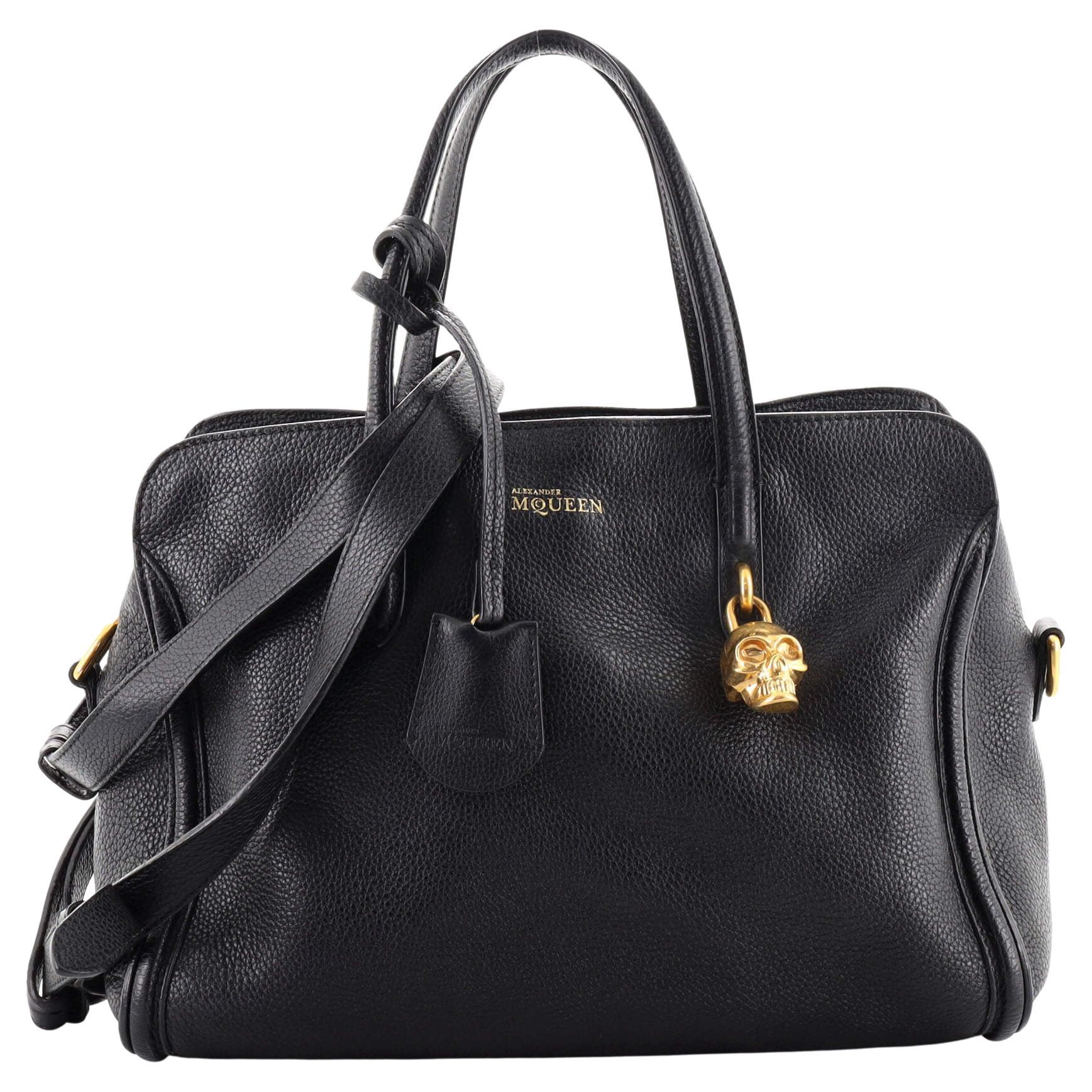 Alexander McQueen Black Leather Skull Padlock Tote For Sale at 1stDibs