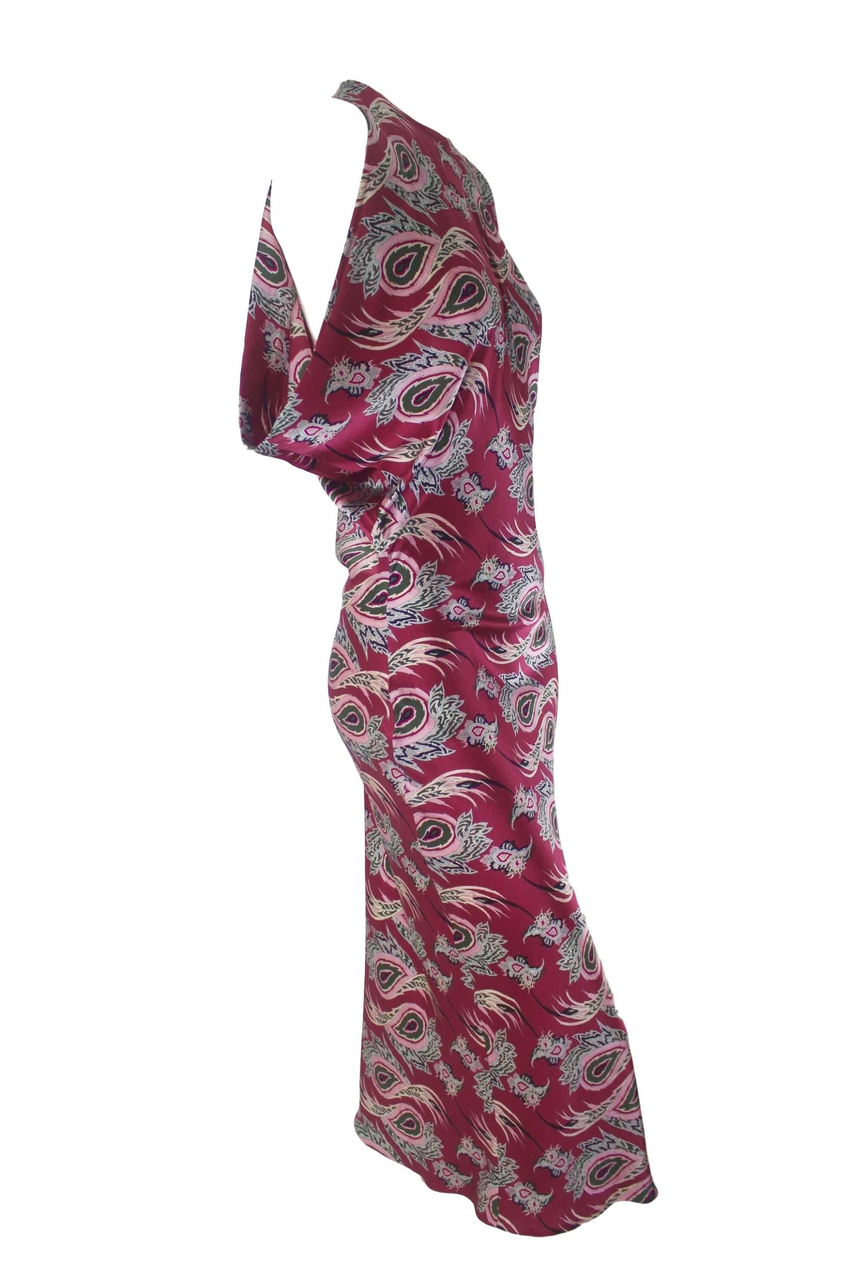 Alexander McQueen Paisley Silk Evening Dress 2001 In Excellent Condition For Sale In Bath, GB