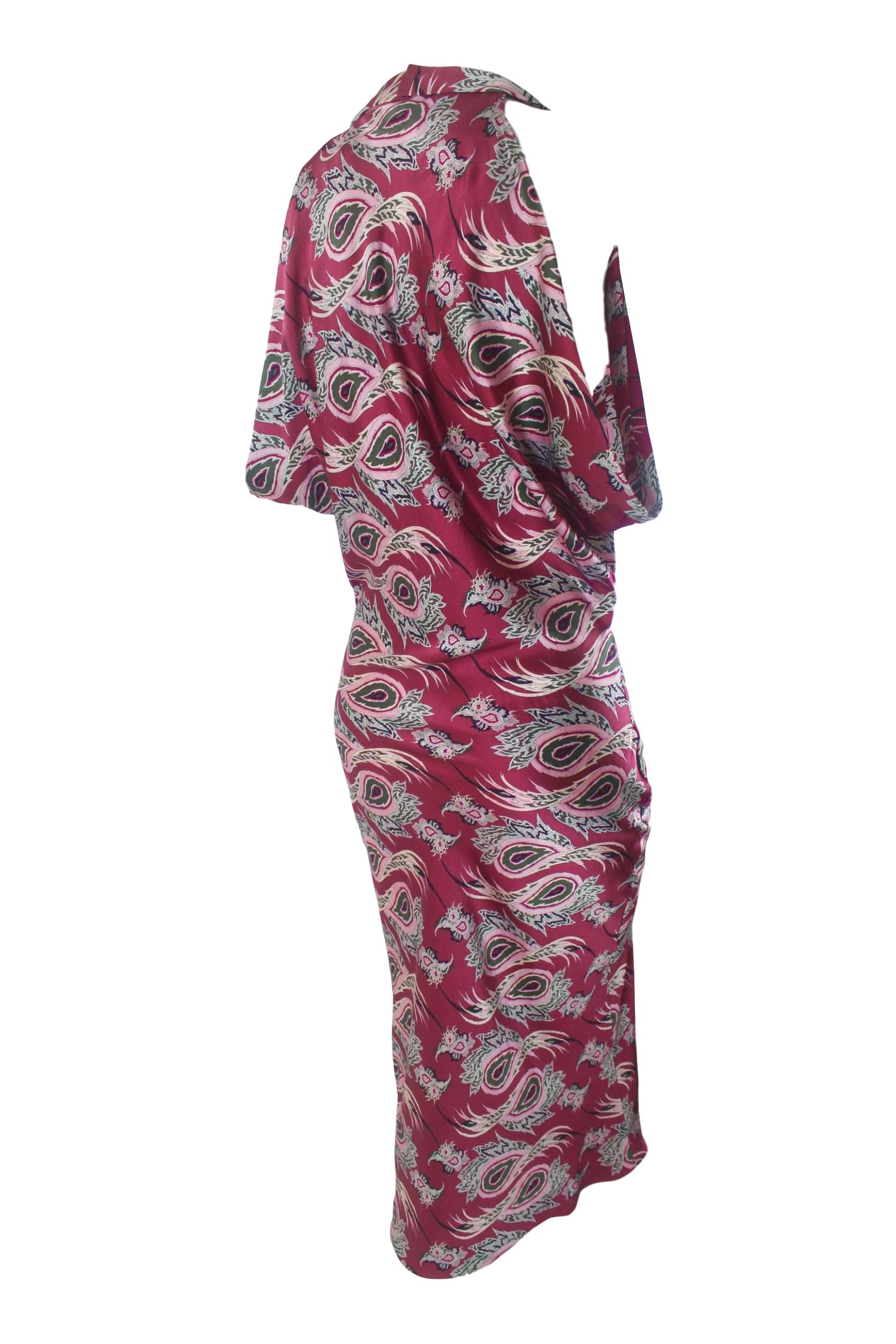Women's Alexander McQueen Paisley Silk Evening Dress 2001 For Sale