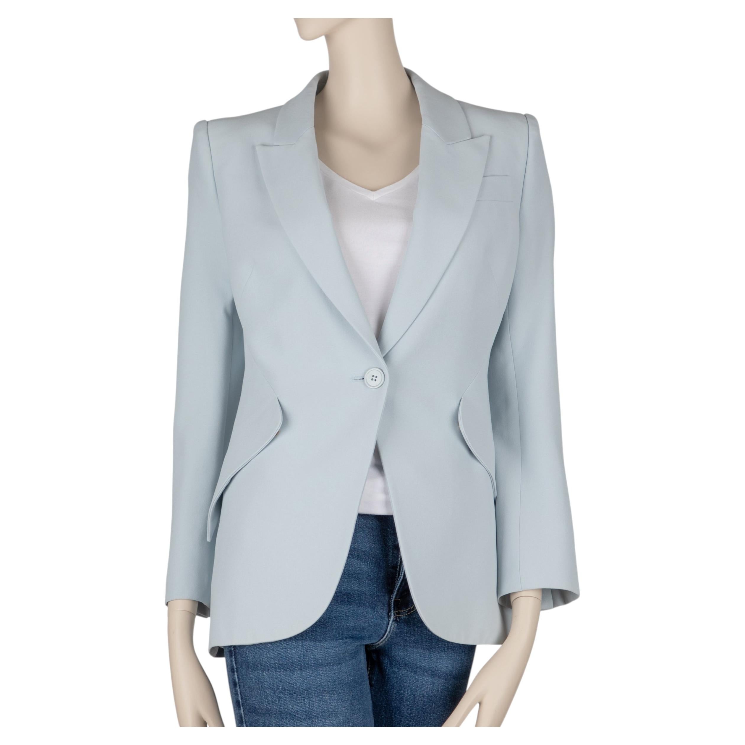 Alexander McQueen Pale Blue Single-Button Blazer  Size 40