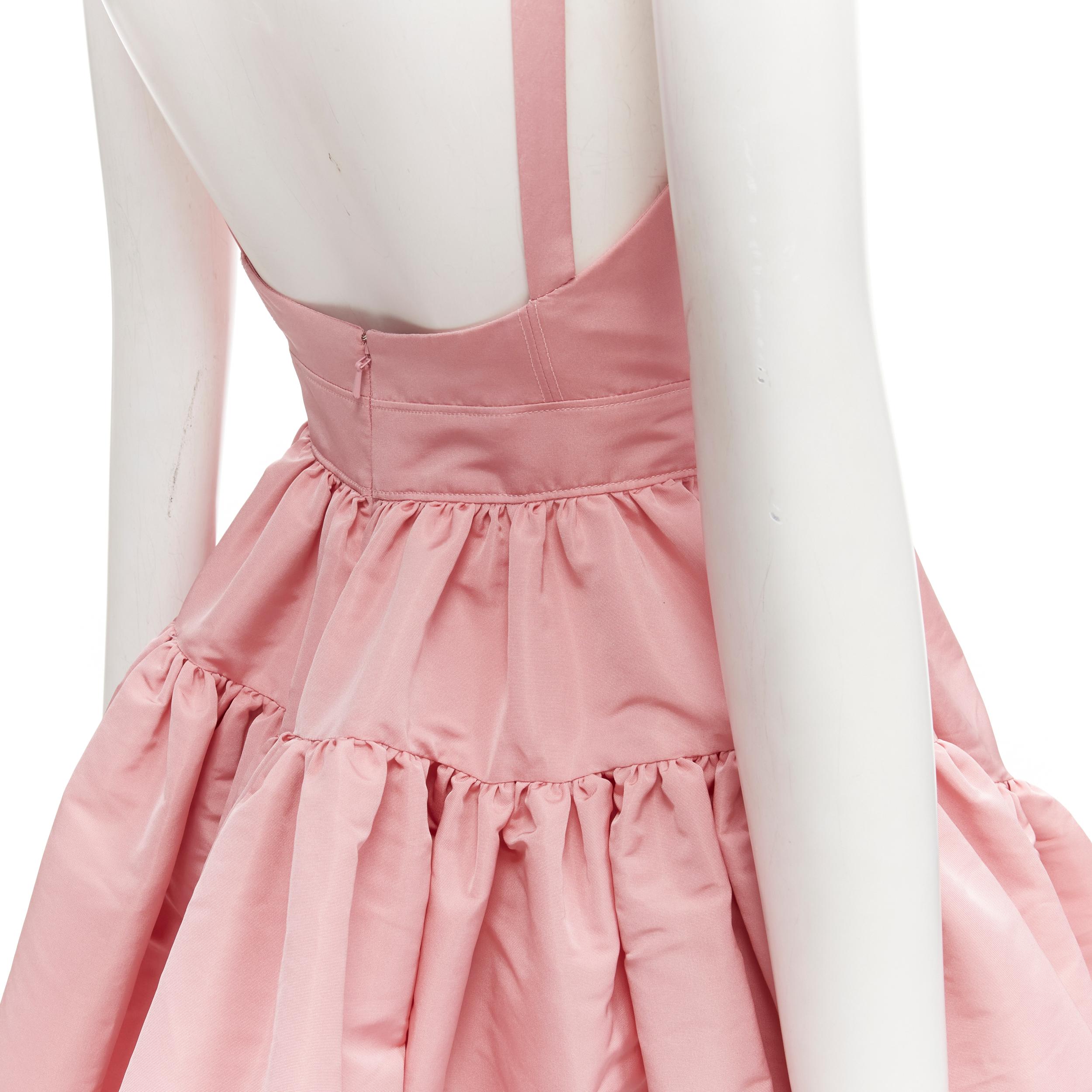 ALEXANDER MCQUEEN pastel pink taffeta puff skirt midi gown dress IT36 XS 6