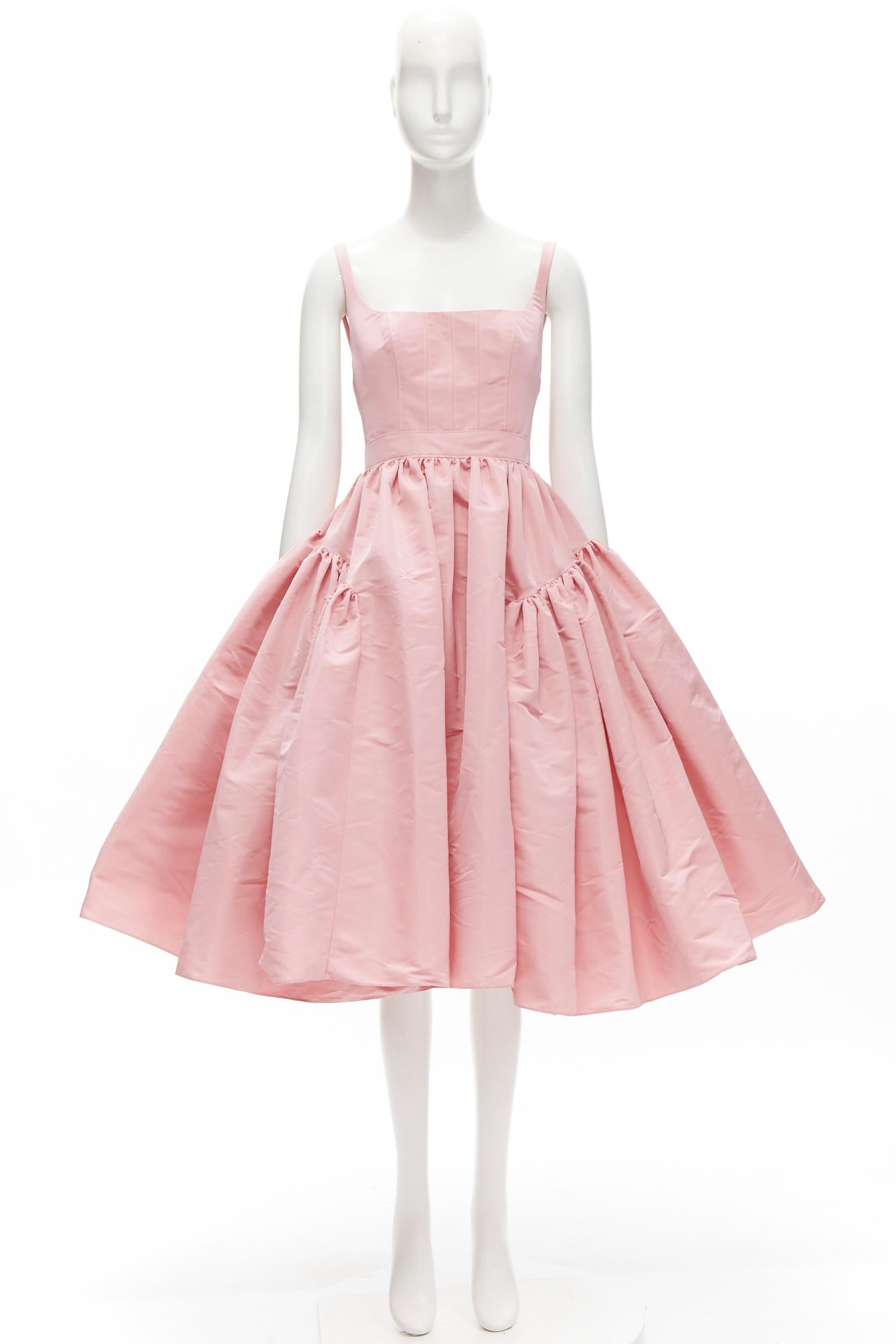 ALEXANDER MCQUEEN pastel pink taffeta puff skirt midi gown dress IT36 XS 8
