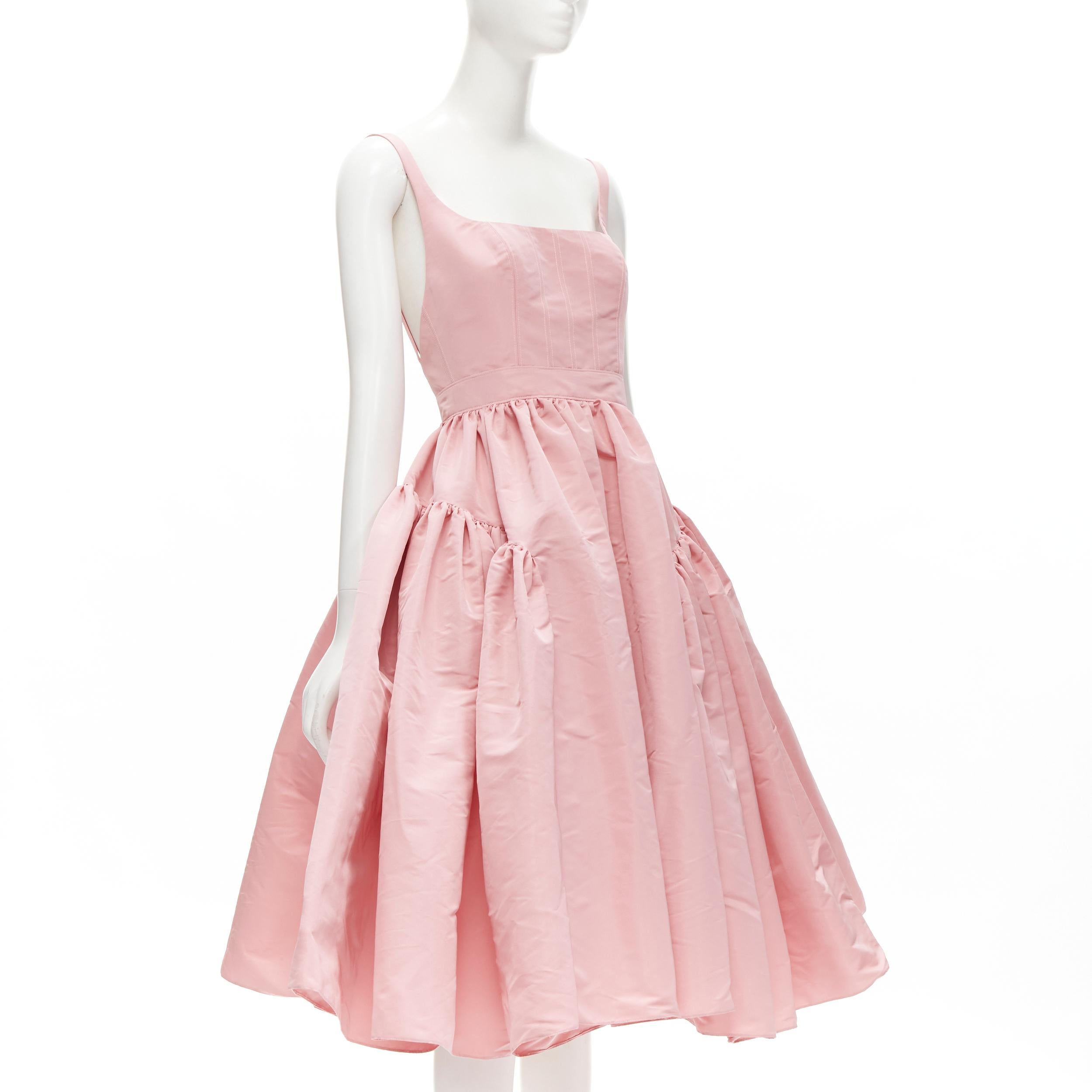 ALEXANDER MCQUEEN pastel pink taffeta puff skirt midi gown dress IT36 XS In Excellent Condition In Hong Kong, NT