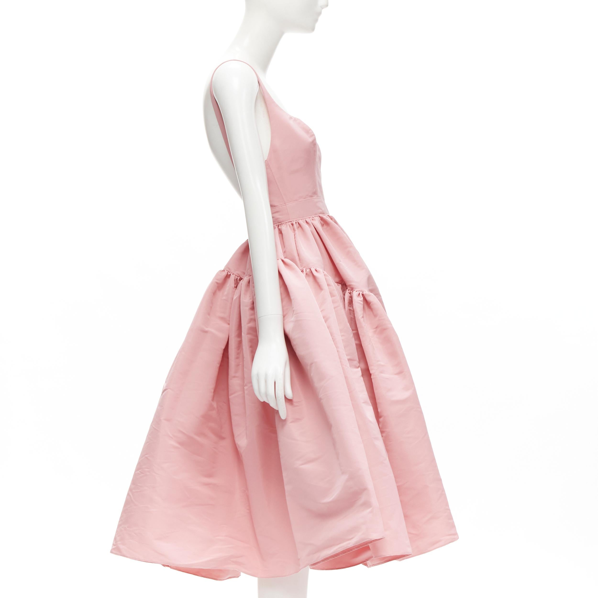 Women's ALEXANDER MCQUEEN pastel pink taffeta puff skirt midi gown dress IT36 XS