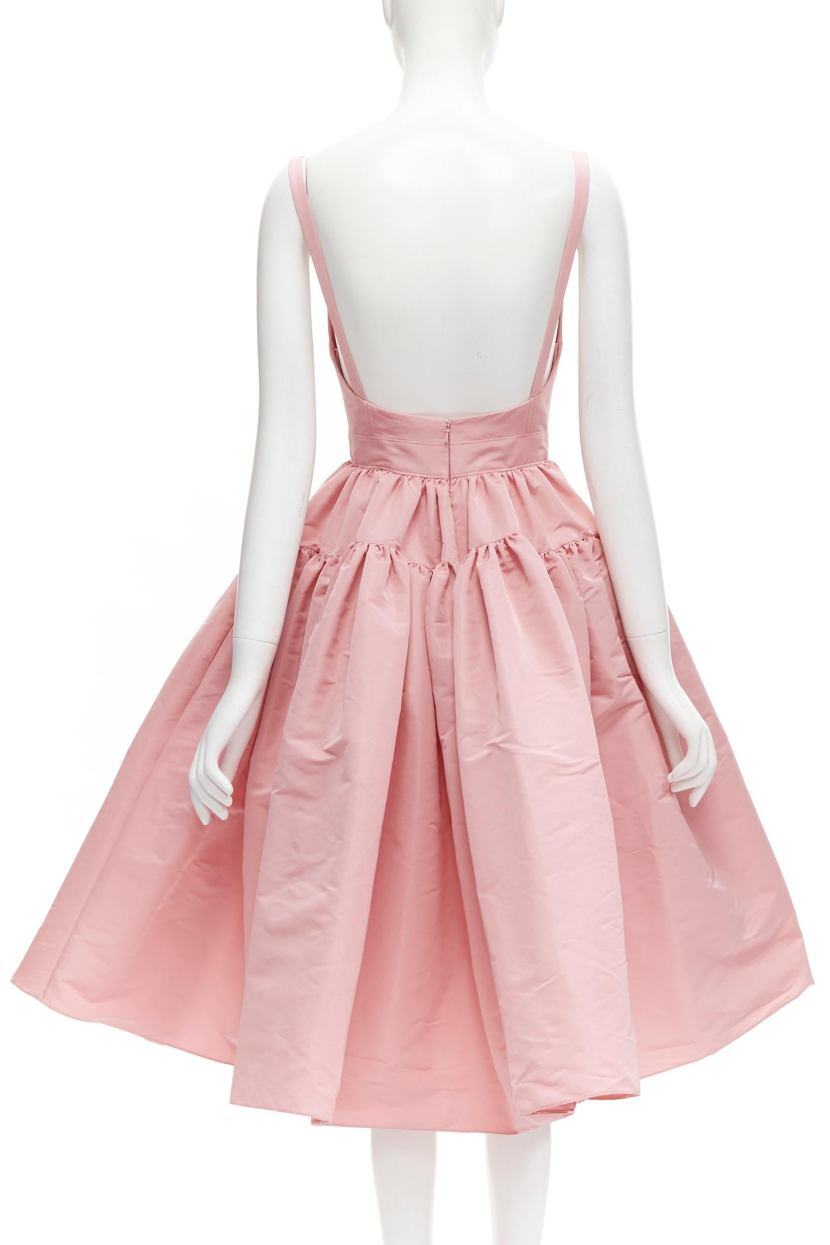 ALEXANDER MCQUEEN pastel pink taffeta puff skirt midi gown dress IT36 XS 1