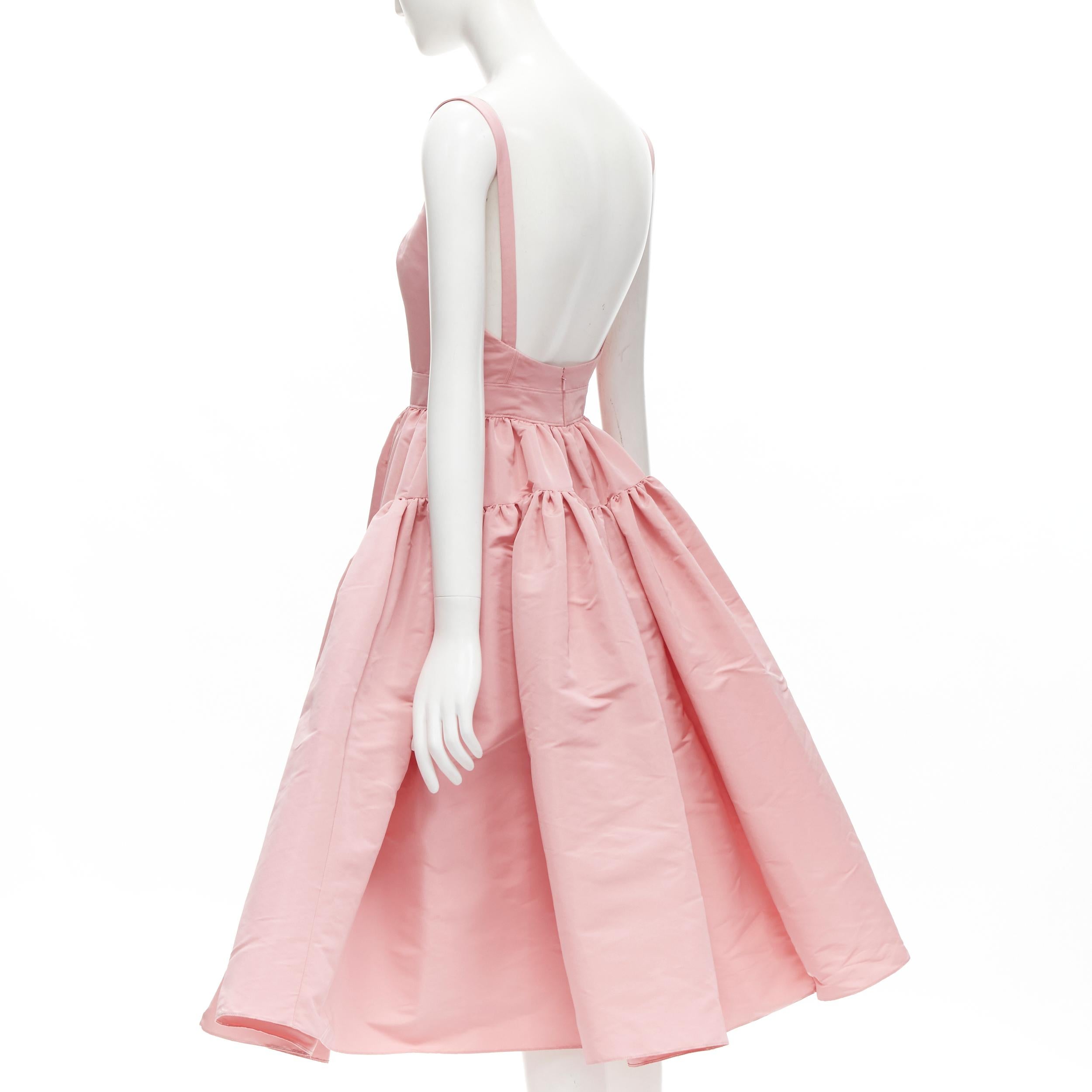 ALEXANDER MCQUEEN pastel pink taffeta puff skirt midi gown dress IT36 XS 2
