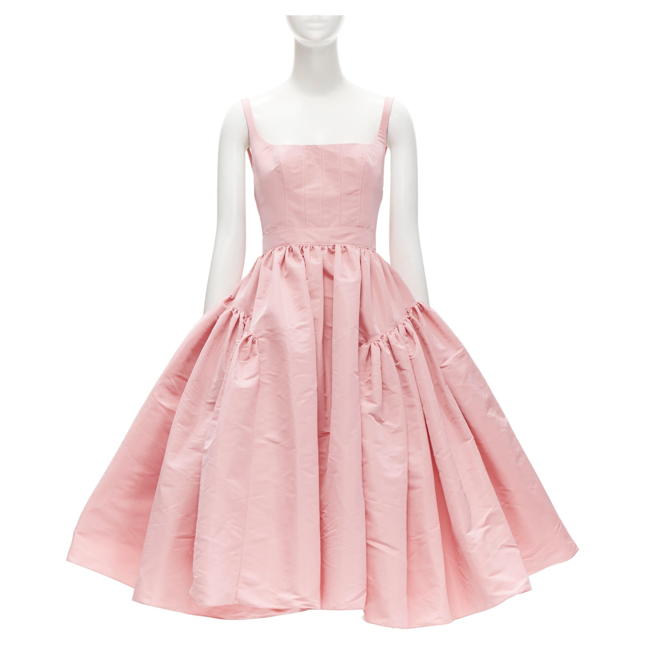 ALEXANDER MCQUEEN pastel pink taffeta puff skirt midi gown dress IT36 XS