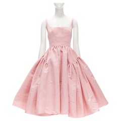 ALEXANDER MCQUEEN pastel pink taffeta puff skirt midi gown dress IT36 XS