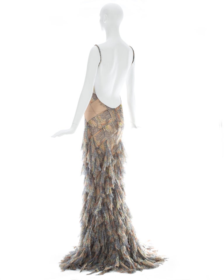 Alexander McQueen pastel printed silk chiffon patchwork evening dress ...